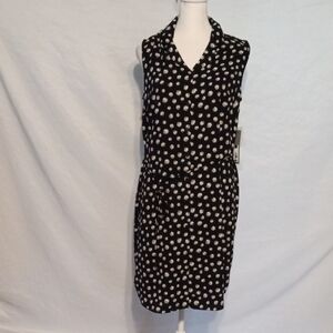 Apt. 9 Black and White Polka Dot sleeveless Style Midi Shirt Dress